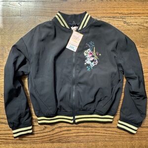 Disneyland Paris Minnie Mouse Floral Embroidered Bomber, Youth Medium—NWT